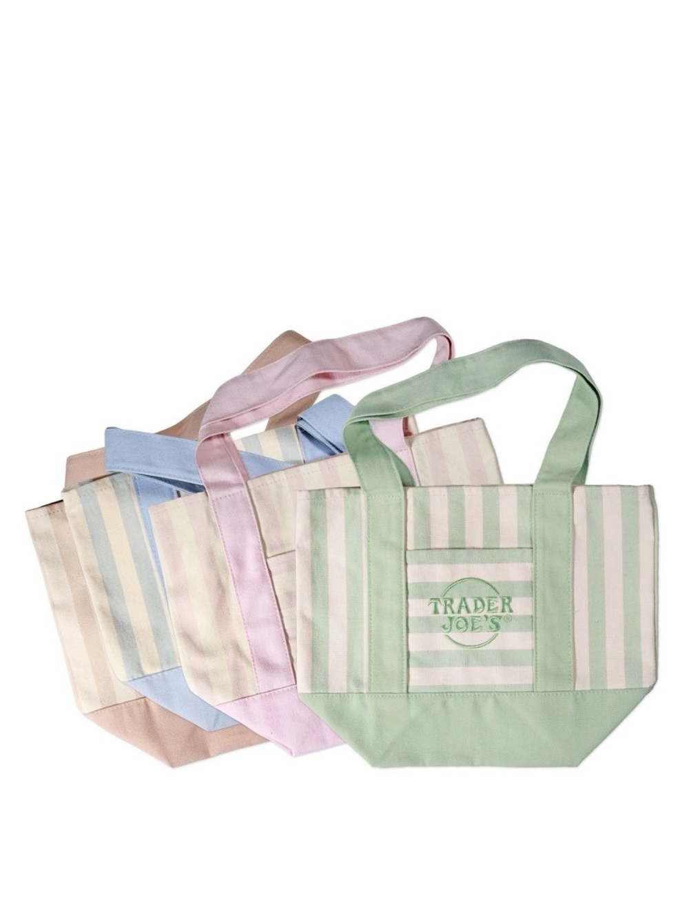 Trader Joe's Pastel Stripe Canvas Tote, 4 piece